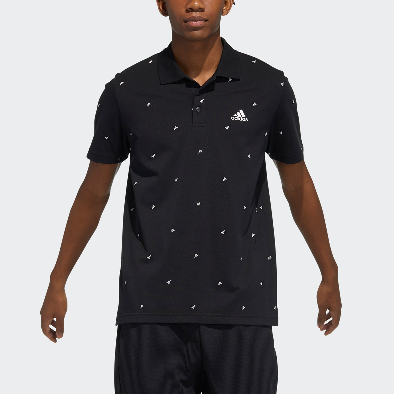 adidas Fi Polo Aop Logo Printing Training Sports Short Sleeve Polo Shirt Black GP0994