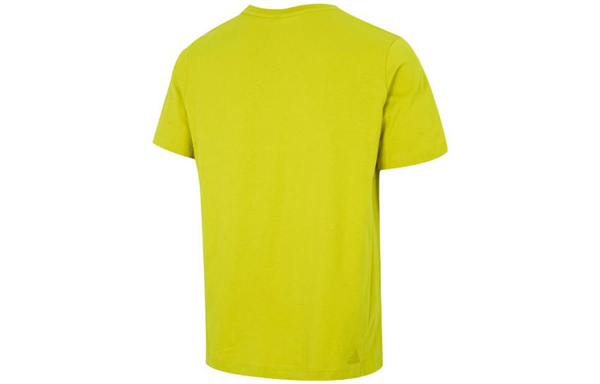 Men's adidas Alphabet Logo Printing Round Neck Short Sleeve Yellow T-Shirt HE9938
