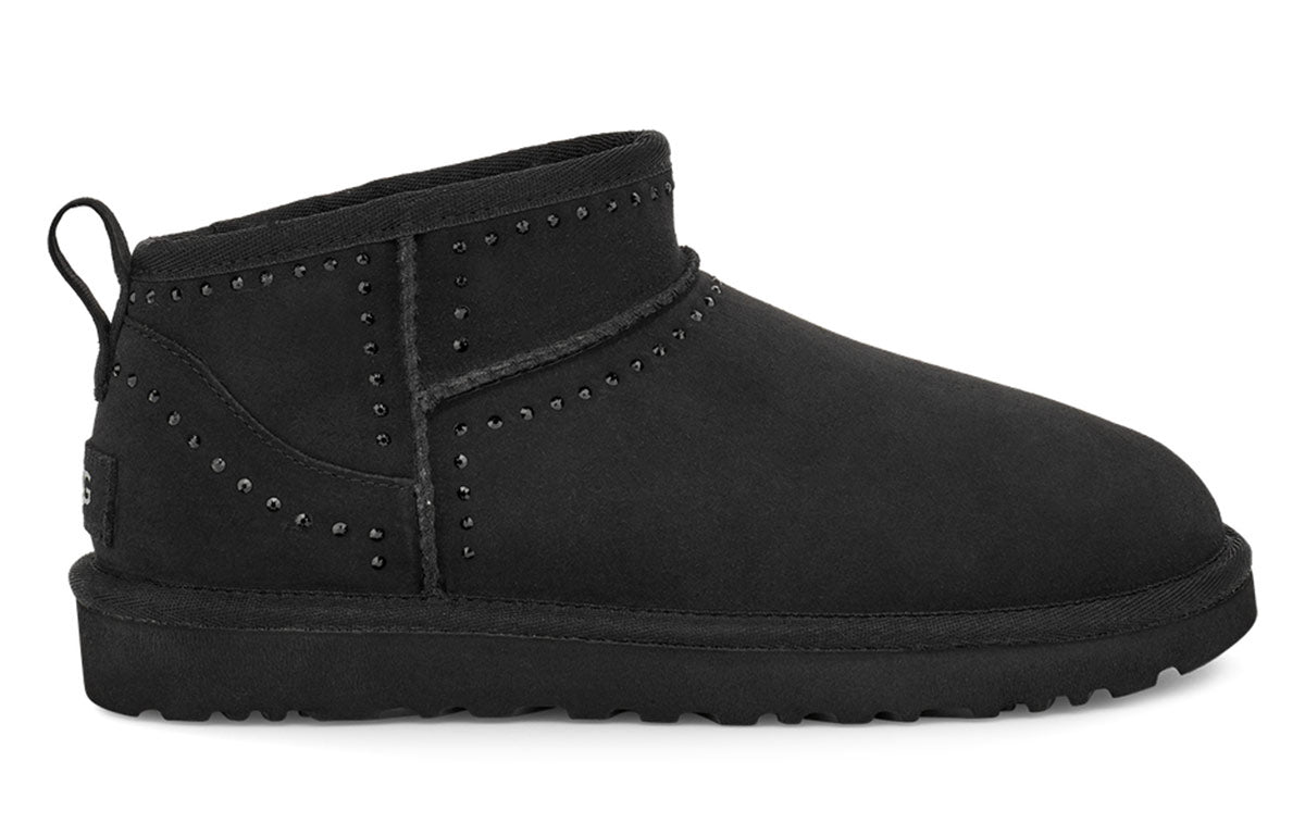 (WMNS) UGG Classic Ultra Mini Bling Fleece Lined 'Black' 1119871-BLK