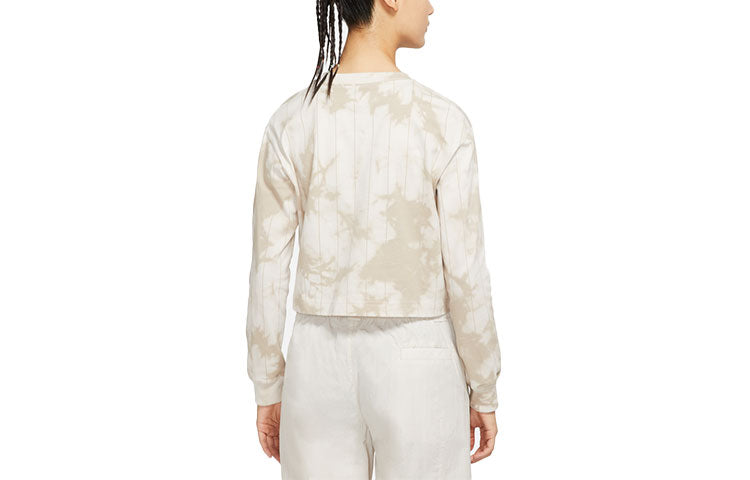 (WMNS) Air Jordan Breathable Tie Dye Short Round Neck Long Sleeves Olive Grey T-Shirt DM5256-104