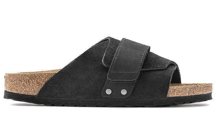 Birkenstock Kyoto Nubuck-Suede Leather Sandals 'Black' 1022350