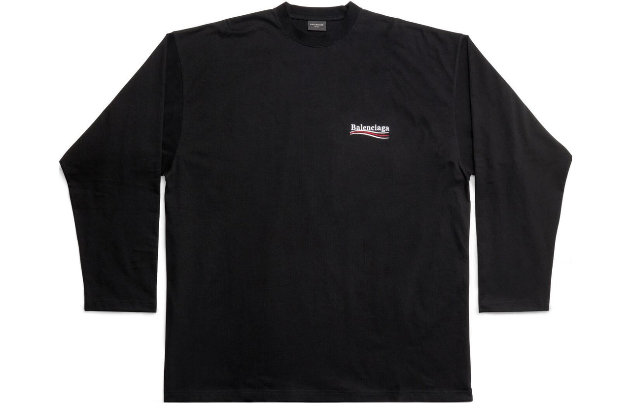 Balenciaga Political Campaign Long Sleeve T-Shirt Large Fit 'Black' 681046TKVJ11070