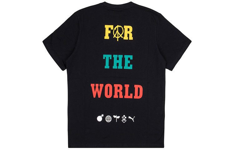 PUMA x The Hundreds Crossover Alphabet Printing Round Neck Pullover Short Sleeve Black 598314-51