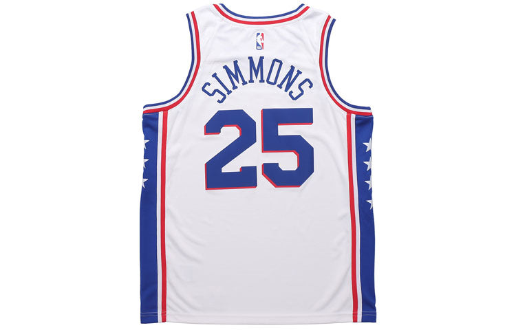 Nike NBA Sports Quick Dry Basketball Vest SW Fan Edition 2020 Season Philadelphia 76ers Simmons 2 No. 5 White CW3605-105
