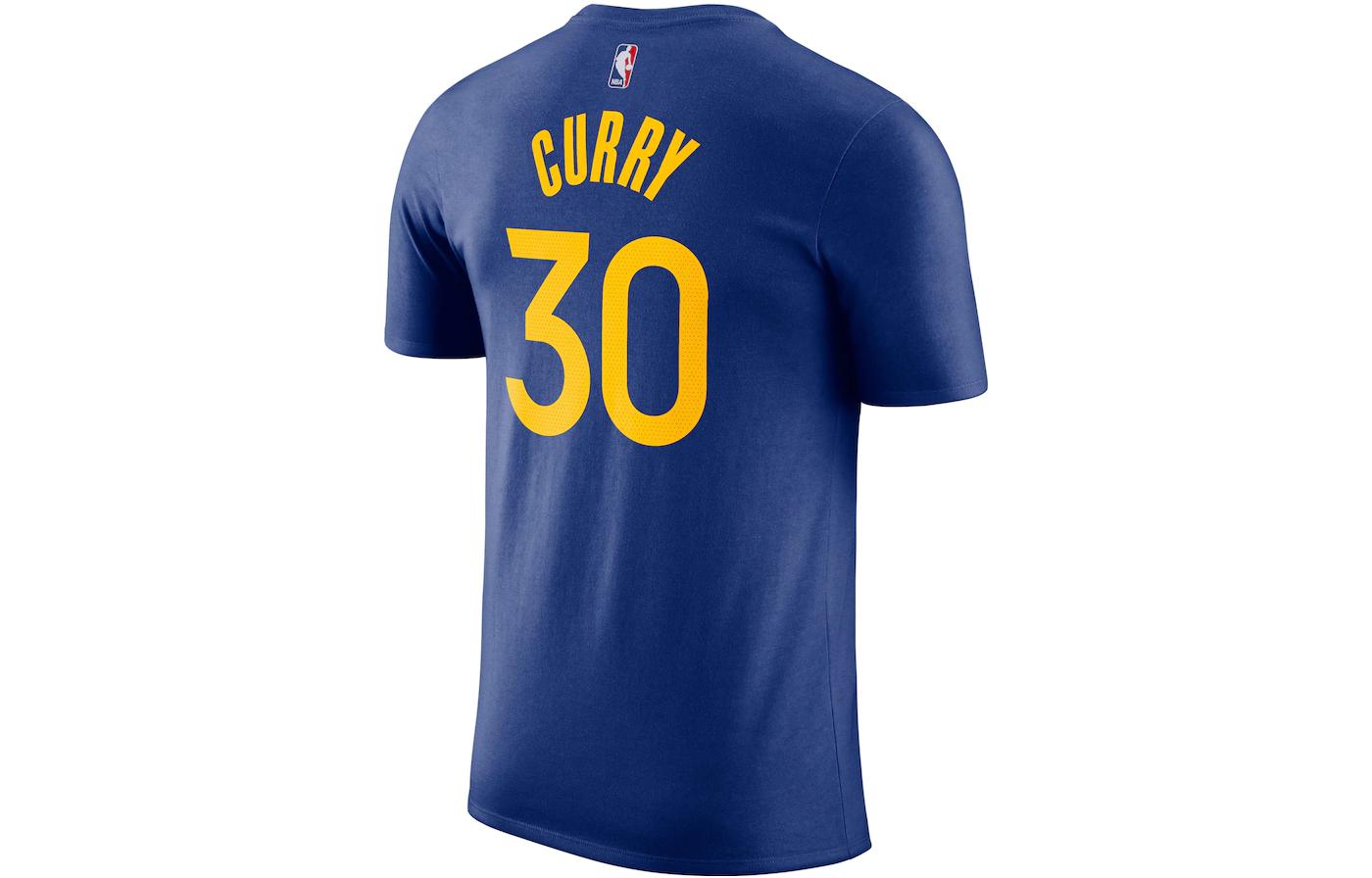 Men's Nike Alphabet Printing Casual Sports Round Neck Short Sleeve Golden State Warriors Curry 30 Blue T-Shirt CV8520-403