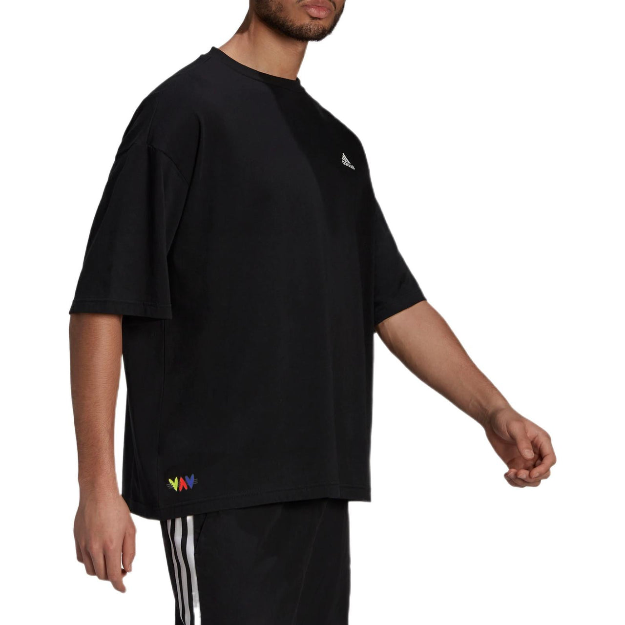 Men's adidas Tee Logo Breathable Solid Color Casual Sports Short Sleeve Black T-Shirt H61130