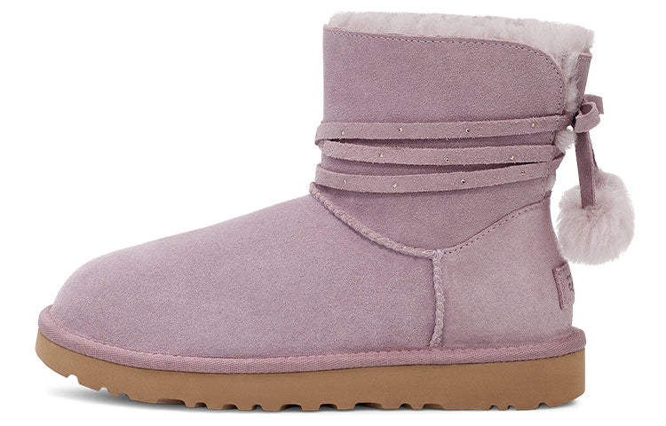 (WMNS) UGG Mini Bailey Bow Pom 'Taupe Purple' 1125382-SHAD