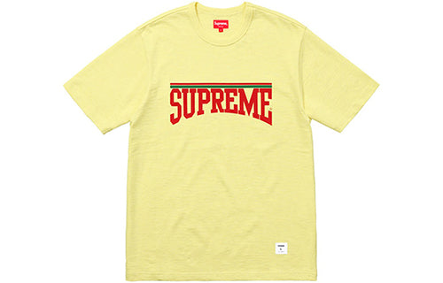Supreme SS18 Arch SS Top Heather Light Yellow Logo Tee SS18-0210