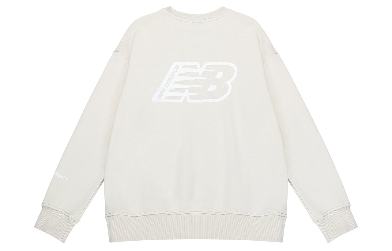 (WMNS) New Balance Logo Print Fleece Sweatshirt 'Beige White' AWT23514-MBM