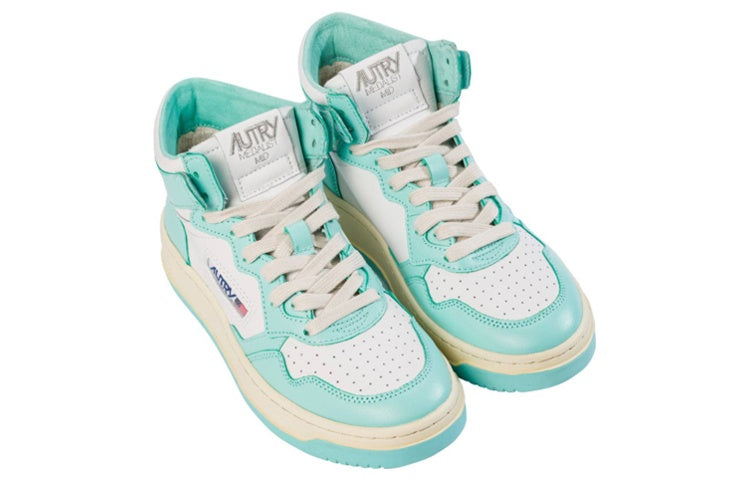 (WMNS) Autry Medalist Mid Leather Sneakers Two-Toned 'White Light Teal' AUMW-WB20