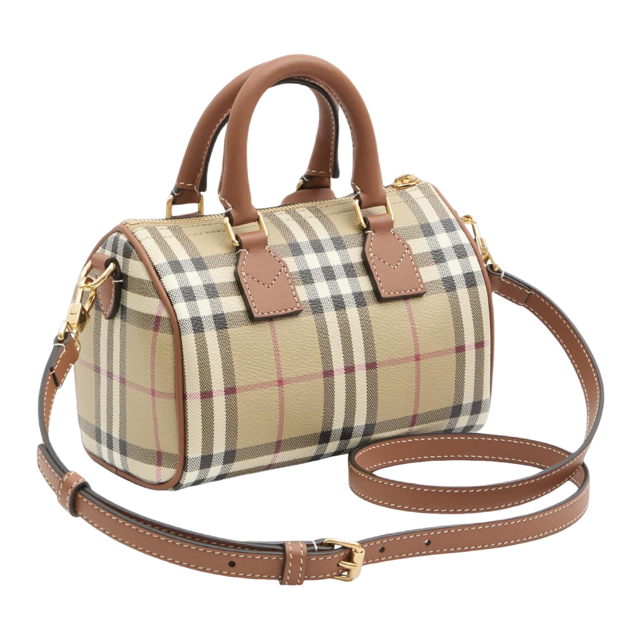 (WMNS) Burberry Mini Check Bowling Bag 'Briar Brown' 81185651
