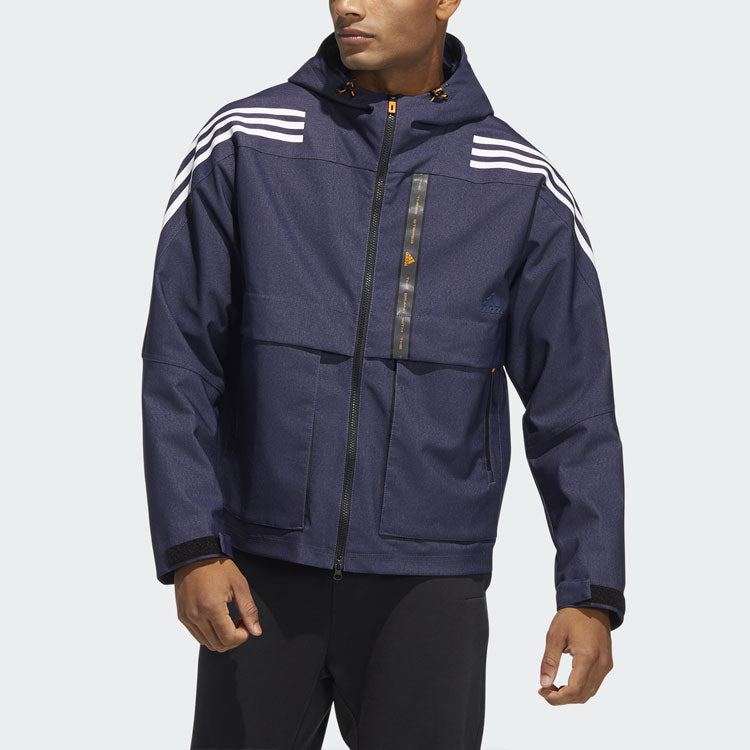 adidas TH DNM WVJK Sports hooded Woven Jacket Navy Blue HE9905