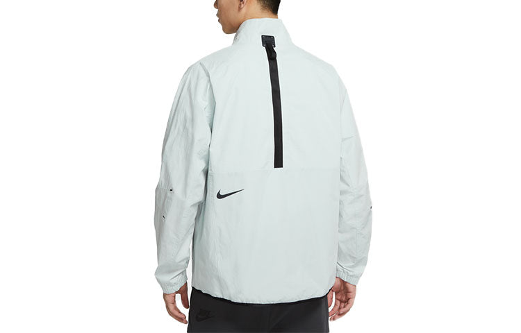 Men's Nike Sportswear Tech Pack logo Casual Splicing Woven Breathable Jacket Tops Light Silver DC6988-034