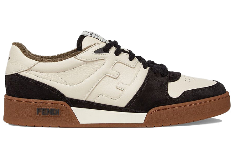 حذاء FENDI Match منخفض الرقبة من جلد الغزال باللون الأسود والبيج 7E1493AHH2F1FZB