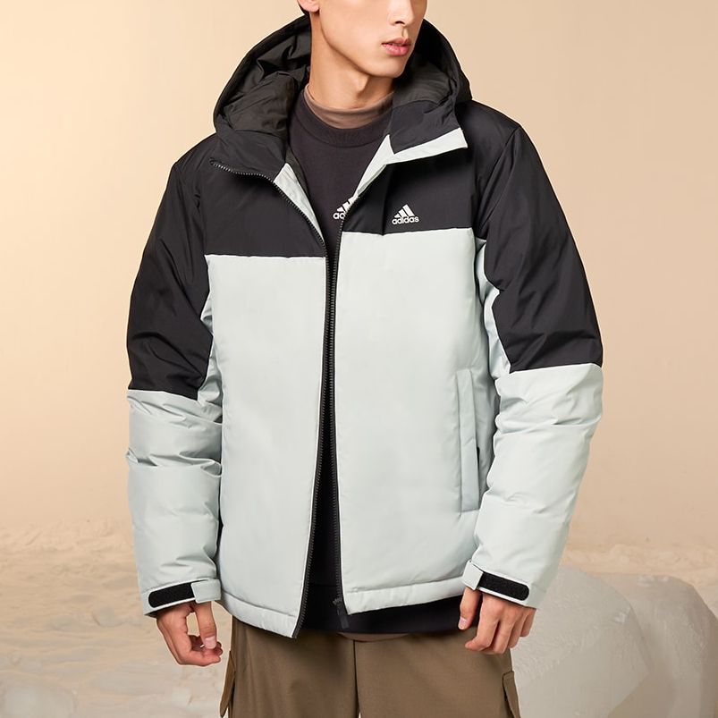 adidas Colorblock Hooded Down Jacket 'Black White' IT8723
