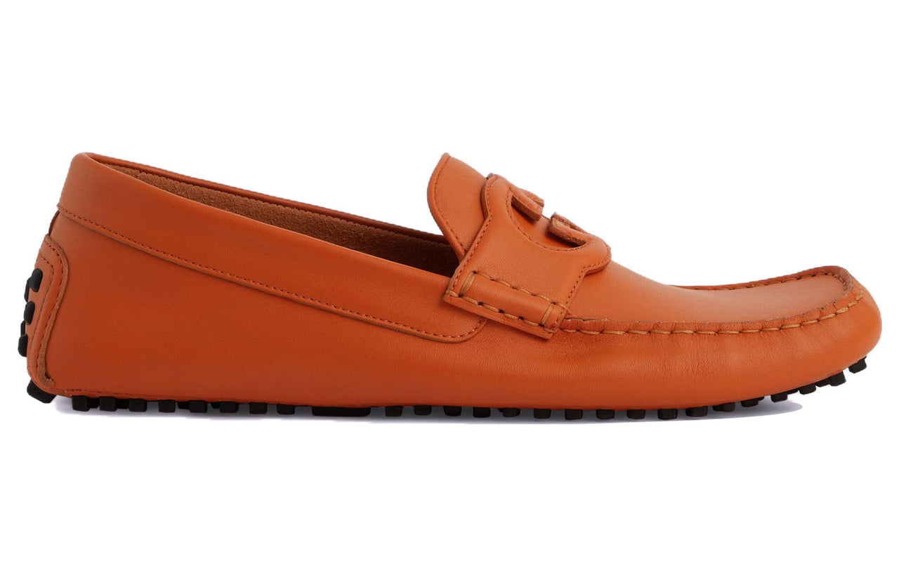 Gucci Interlocking G Leather Flats 'Orange' 730148-1XH60-7519