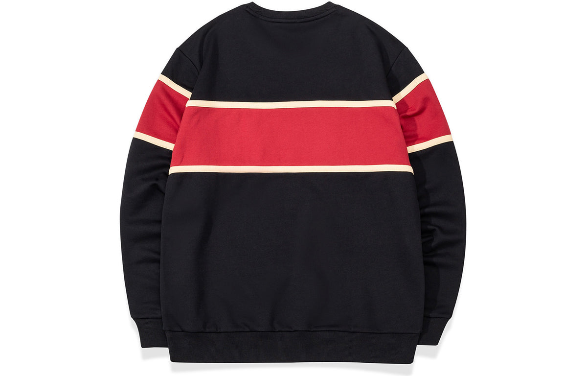 FILA FUSION Alphabet Embroidered Splicing Contrasting Colors Sports Pullover Black T11M032214F-BK