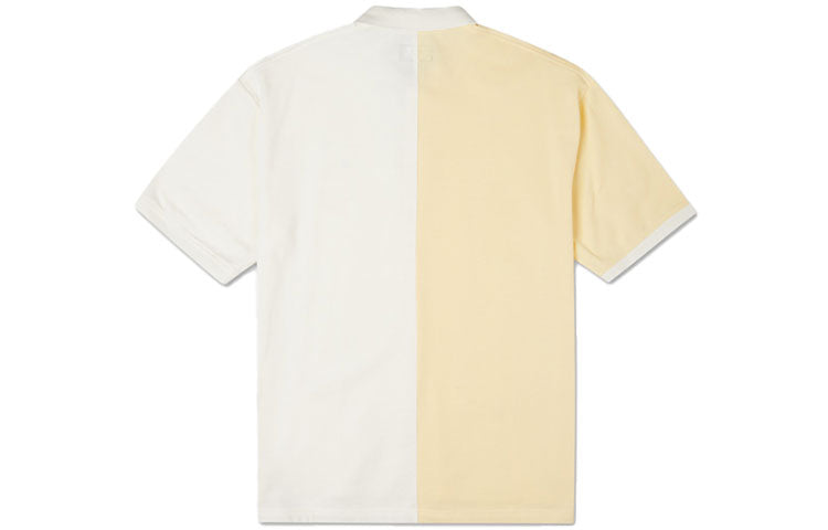 Men's Converse Splicing Colorblock Lapel Short Sleeve Cream Yellow Polo Shirt 10022780-A01