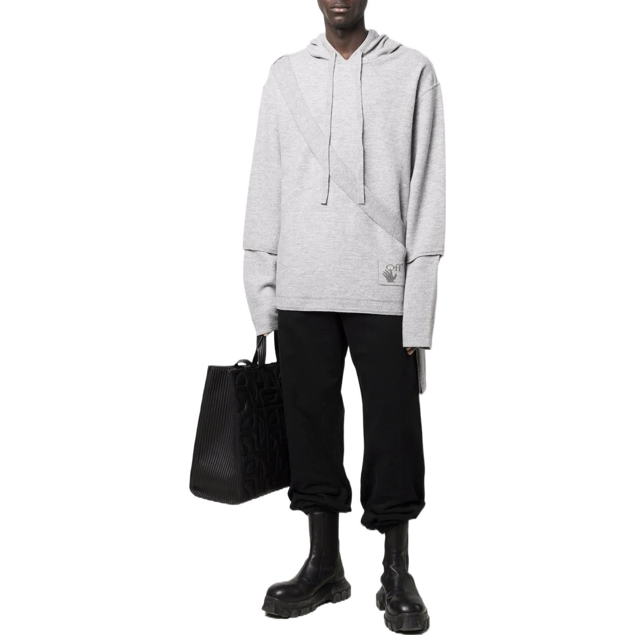 Men's Off-White SS22 Solid Color Cozy Drawstring Hooded Long Sleeves Gray OMHA138S22KNI0010606