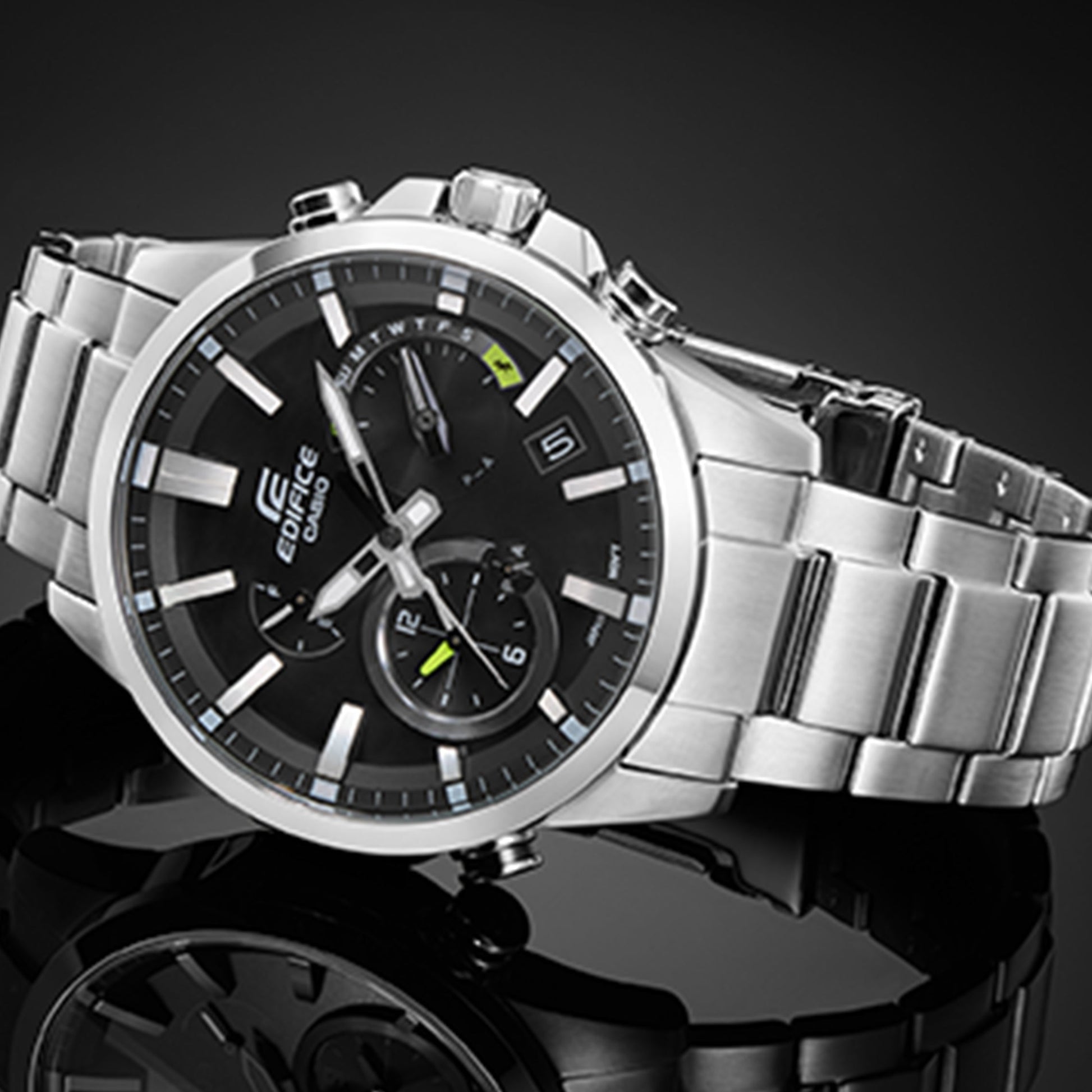 CASIO Solar Powered EDIFICE Waterproof Sports Stainless Steel Strap Quartz Sapphire Crystal Mens Black Analog EQB-700D-1A