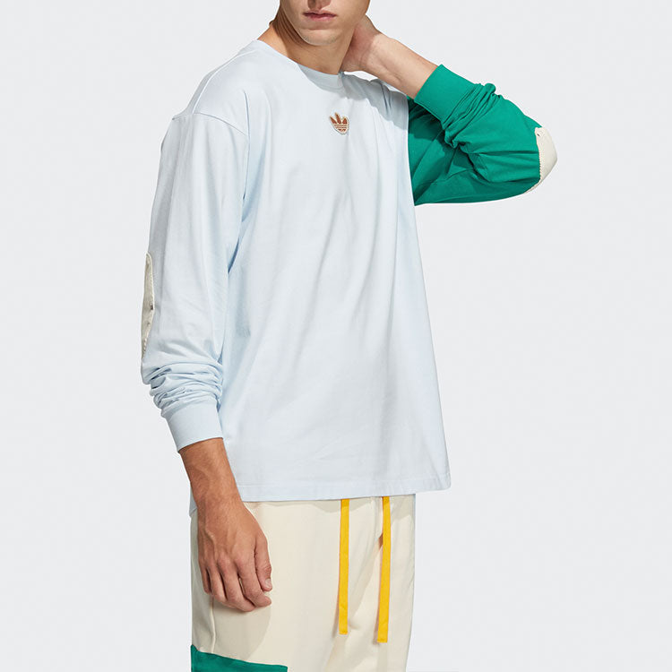 adidas originals Series Colorblock Round Neck Pullover Long Sleeves Couple Style White HC0342