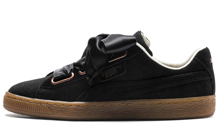 (WMNS) PUMA Basket Heart Corduroy 'Black Brown' 366729-04