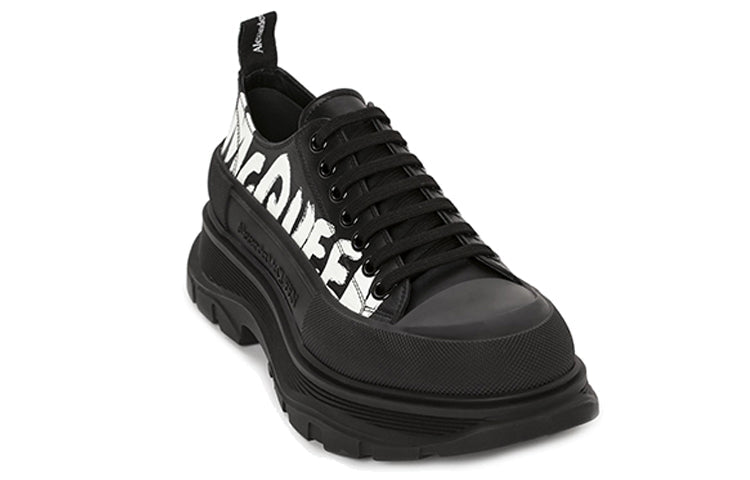 Alexander McQueen Tread Slick Low Lace Up Canvas Graffiti 'Black White' 682423WIABD1070