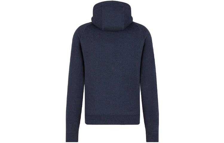 Men's DIOR SS21 Loose Zipper Hooded Jacket Navy Blue 113M221AT225-C585