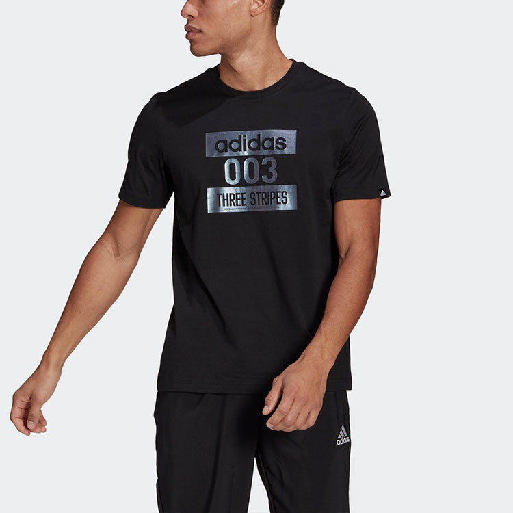adidas Sports Round Neck Pullover Short Sleeve Black GL3260