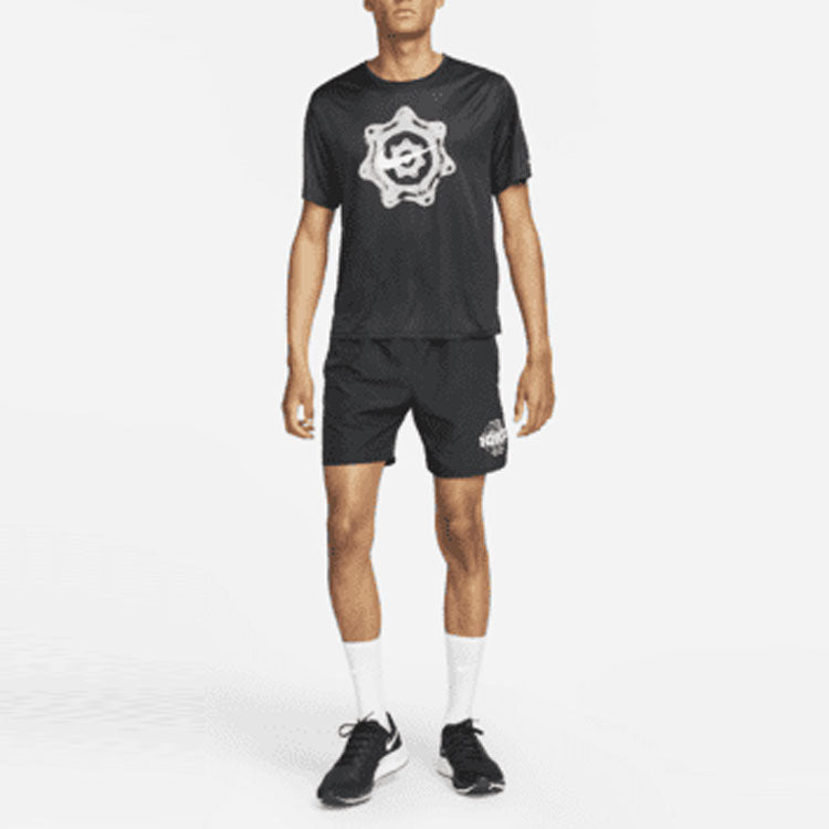 Nike SS22 Dri-FIT Solid Color Quick Dry Breathable Back Pocket Running Shorts Black DM4820-010