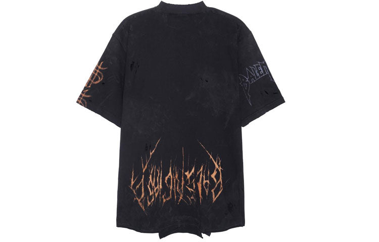 Balenciaga Paris Moon Upside Down T-Shirt Oversized 'Black Faded' 698811TOVT31055