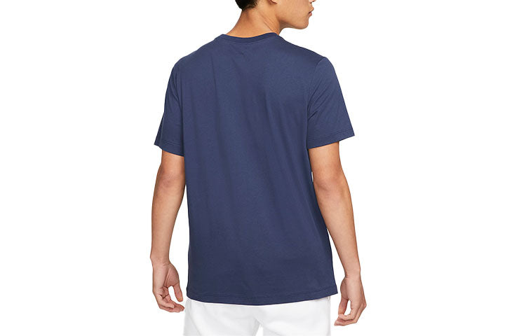 Men's Nike Paris Saint-Germain Crest Large team logo Printing Round Neck Casual Short Sleeve Blue DJ1316-410