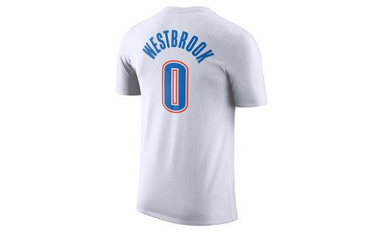 Nike NBA Thunder Westbrook No. 0 Sports TEE Men White 870797-100