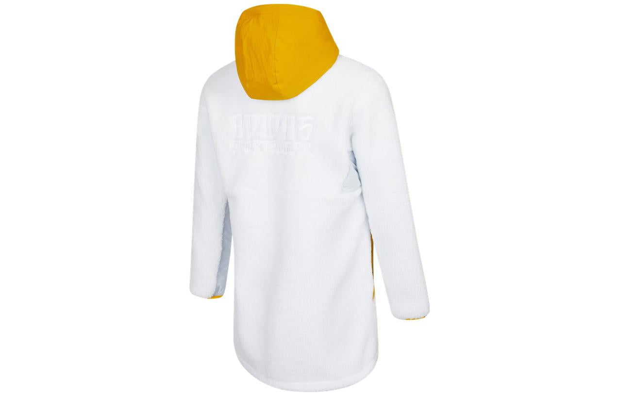 adidas stitiching hooded coat 'White Yellow' H39286