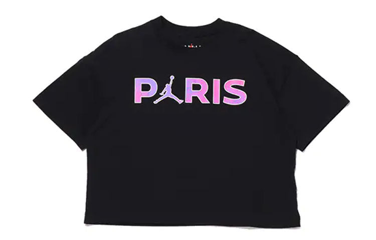 (WMNS) Air Jordan x PSG Logo Tee 'Core Black' CZ7506-010