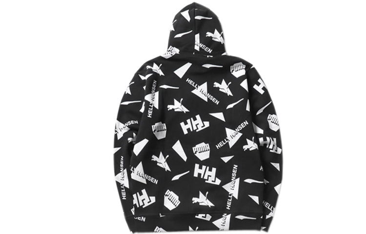 PUMA x Helly Hansen All Over Print Hoodie 'Black White Orange' 597449-01