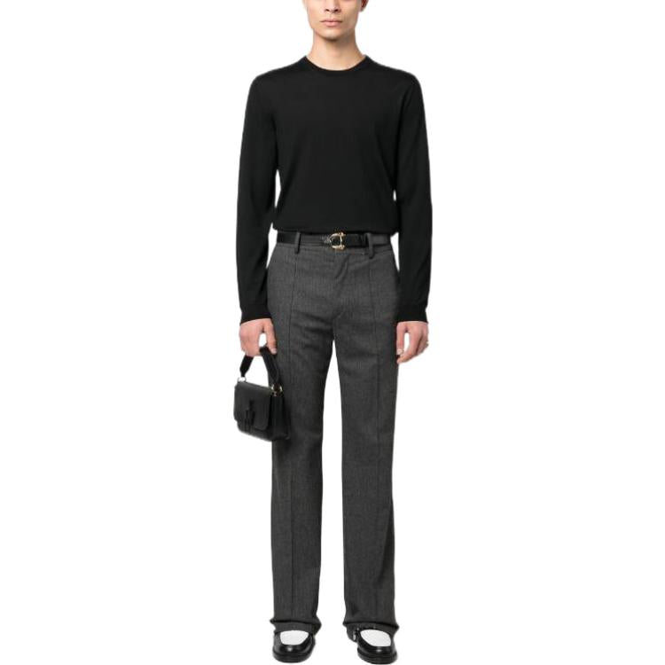Gucci Wool Sweater With Horsebit Intarsia 'Black' 730974-XKCOR-1000