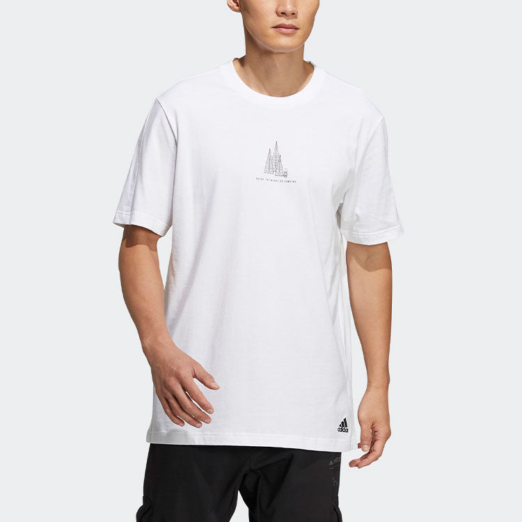 adidas Casual Sports Breathable Pattern Short Sleeve White HI3036