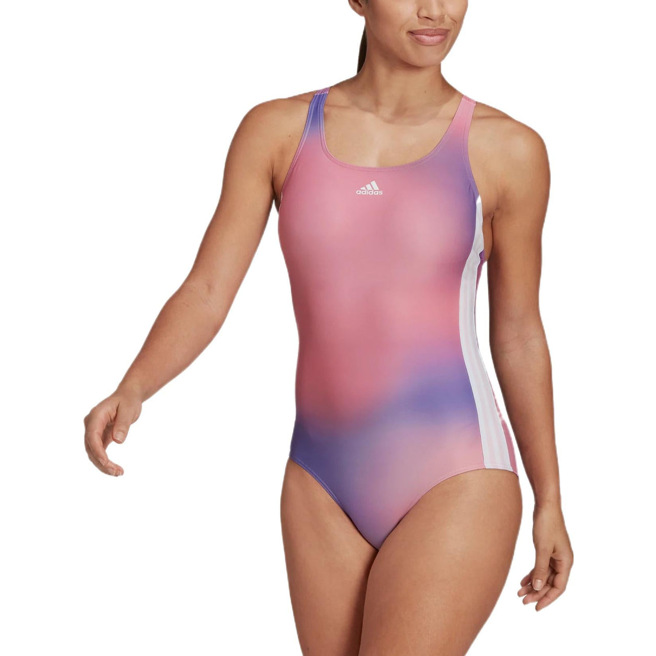 (WMNS) adidas Melbourne Padded 3-Stripes Swimsuit 'Pink Purple' H54152
