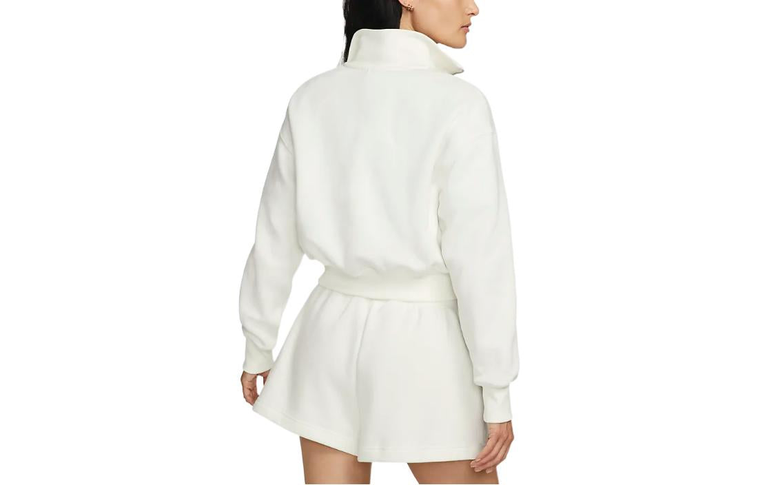 (WMNS) Nike Sportswear Phoenix Fleece 1/2-Zip Cropped Sweatshirt 'White' DQ5768-133