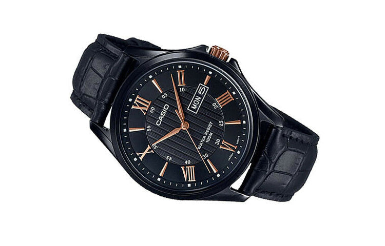 CASIO Male STANDARD Japan / South Korea Fashion Black Dial Mens Black Analog MTP-1384BL-1A2