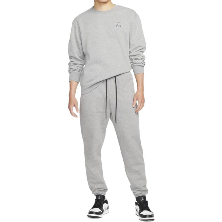 Men's Jordan Fleece Lined Athleisure Casual Sports Long Sleeves Solid Color Embroidered Pullover Gray DN7957-091