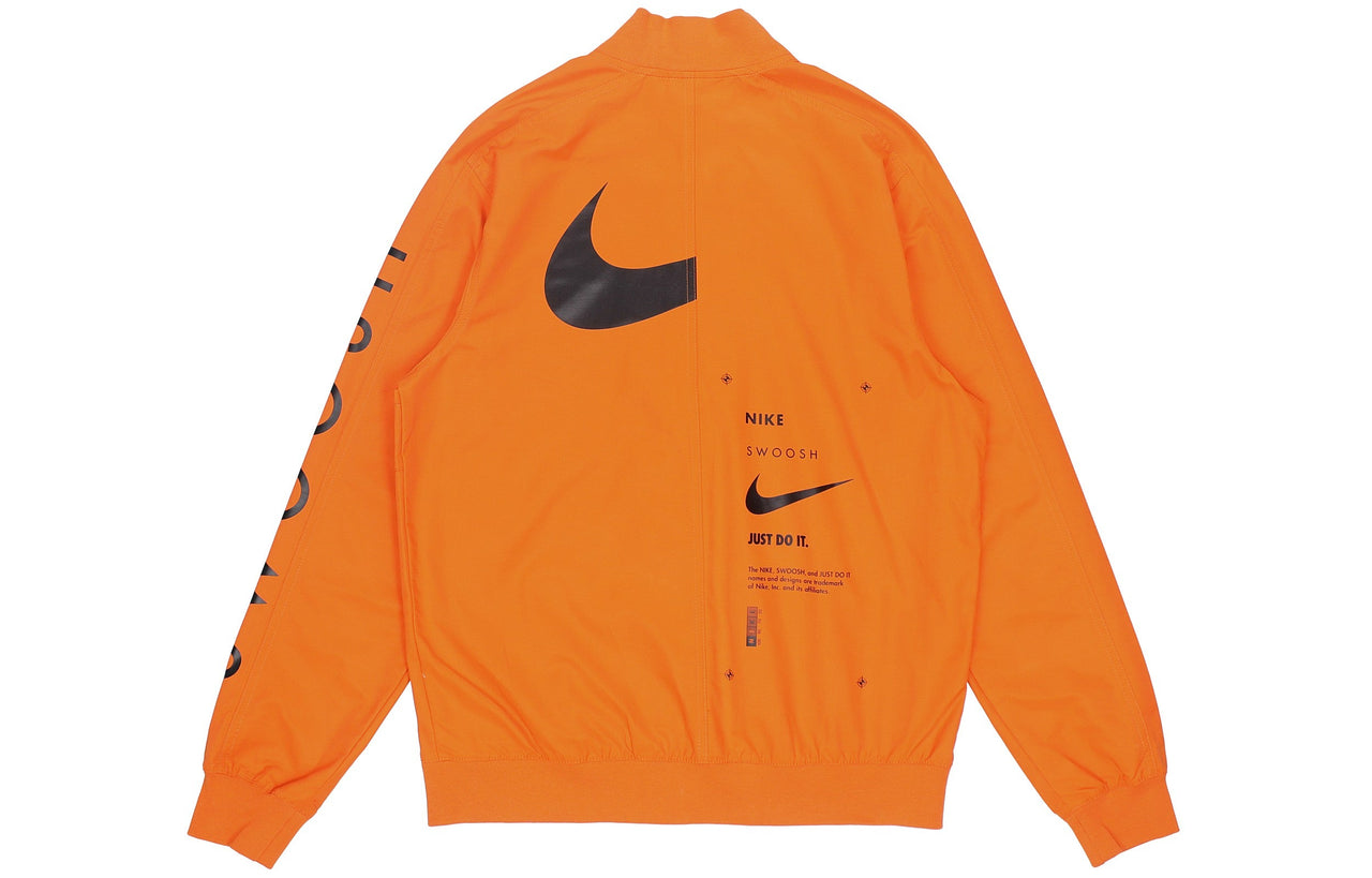 Nike Sportswear Swoosh Logo Printing Sports Jacket Orange DJ5368-801