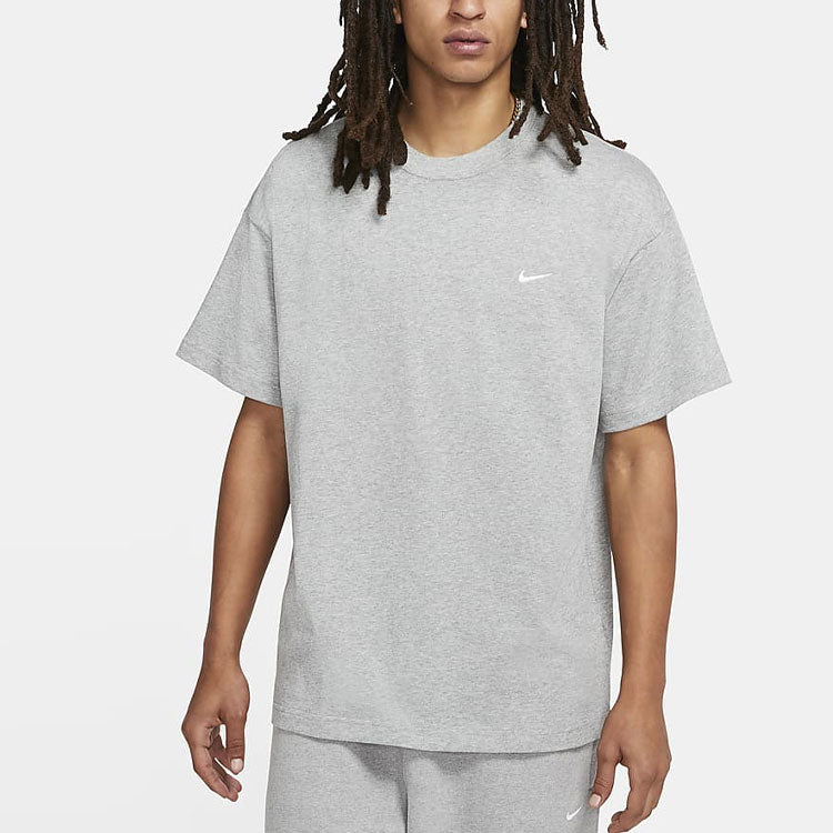 Nike Solo Swoosh Small Label Logo Solid Color Sports Round Neck Short Sleeve Gray CV0559-063