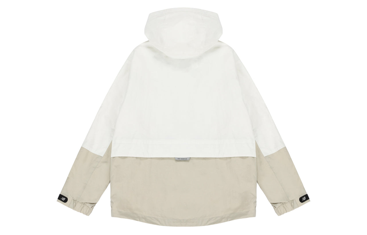 New Balance Logo Embroidered Colorblock Hooded Jacket Couple Style White 5AC14103-BEI