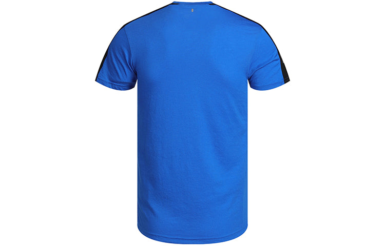 adidas Logo Printing Contrasting Colors Shoulder Round Neck Short Sleeve Blue GP5804