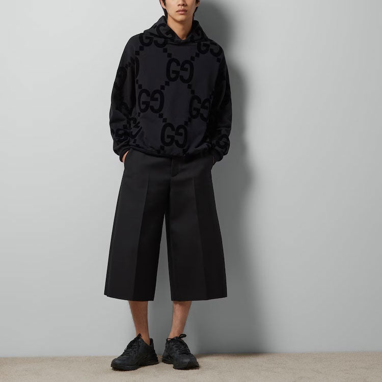 Gucci GG Flocked Print Cotton Fleece Sweatshirt 'Black' 768499-XJF37-1868