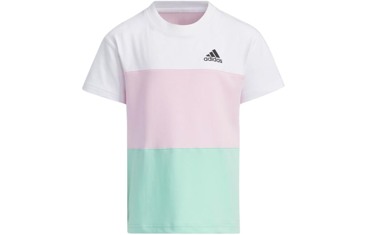 (PS) adidas Logo Tee Set 'White Pink Green' IA8256
