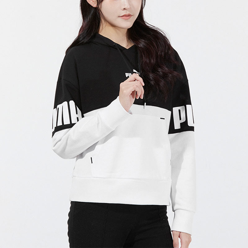 (WMNS) PUMA Power Colorblock Hoodie Casual Sports Drawstring Black 670957-01