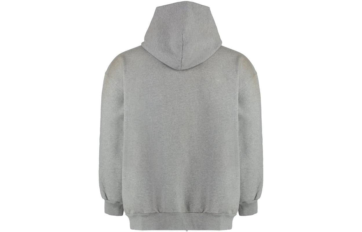 Balenciaga Distressed Cotton-Jersey Zip-Up Hoodie 'Grey' 744454TOVV91241